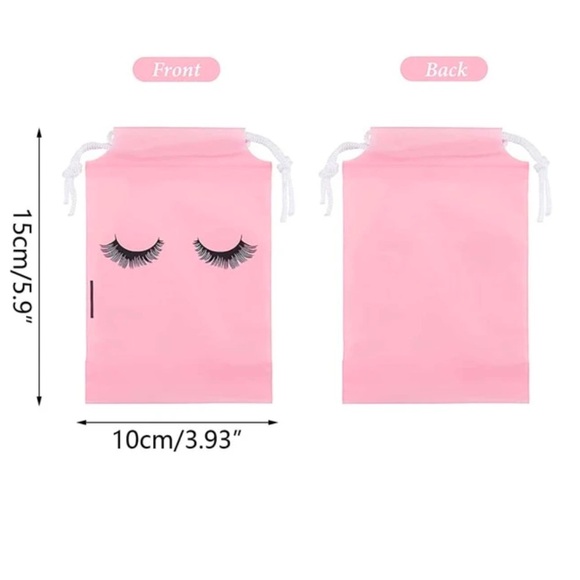 20 Pink Draw String Bags with Eyelashes - Picture 3 of 3